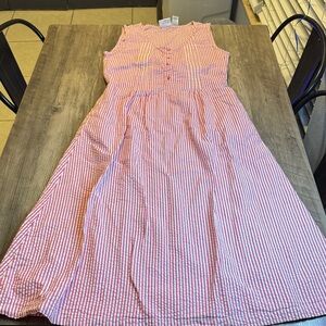 Vermont Country Store Cottagecore Striped Cotton Dress